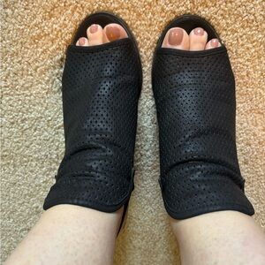 New York & Company Black Ankle Booties with Perforated Design